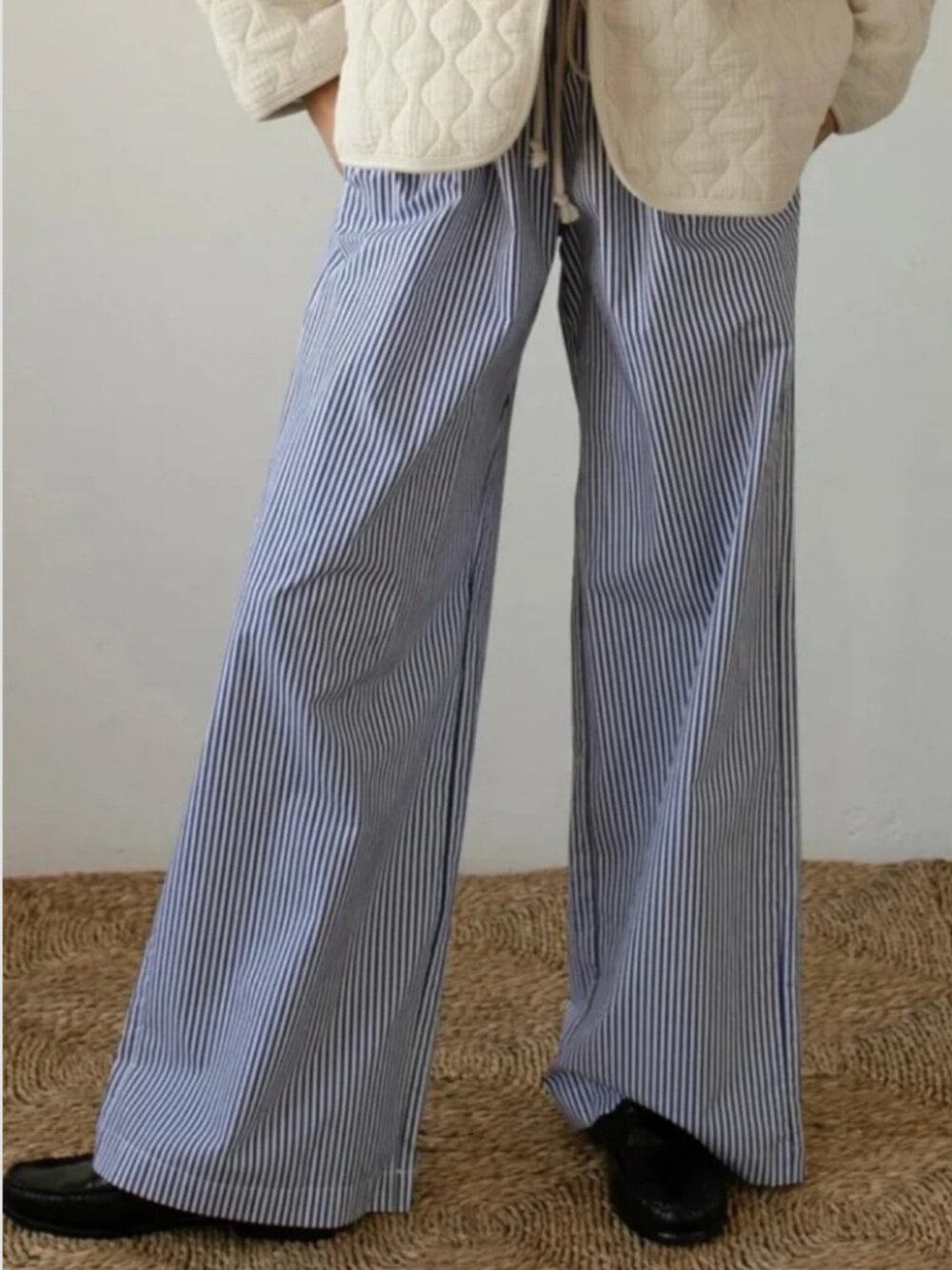 DONNI. Women's Donni The Pop Stripe Simple Pants - Gray